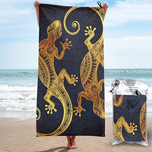 Ahdyr Schnell trocknendes Handtuch, Eidechsen-Strandtuch, Mikrofaser, schnell trocknendes, sandfreies Handtuch, Reise-Strandtücher mit Tasche für Damen und Herren, leichtes Strandtuch, Pool, Schwimm Ahdyr Schnell trocknendes Handtuch, Eidechsen-Strandtuch, Mikrofaser, schnell trocknendes, sandfreies Handtuch, Reise-Strandtücher mit Tasche für Damen und Herren, leichtes Strandtuch, Pool, Schwimm von Ahdyr