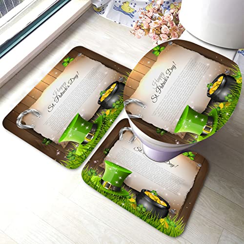 Ahdyr St. Patrick's Day Badezimmermatten-Sets 3-teiliges Hut-Goldmünzen-Badezimmer-Anti-Rutsch-Pad inklusive Badvorleger Konturmatte Toilettendeckelabdeckung Ahdyr St. Patrick's Day Badezimmermatten-Sets 3-teiliges Hut-Goldmünzen-Badezimmer-Anti-Rutsch-Pad inklusive Badvorleger Konturmatte Toilettendeckelabdeckung von Ahdyr
