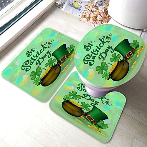 Ahdyr St. Patrick's Day Badezimmerteppiche Set 3-teiliges Hut-Goldmünzentopf-Grün-Badematten-Set, Badvorleger + U-förmiger Toiletten-Badezimmervorleger + Toilettendeckel-Abdeckungs-Badematte Ahdyr St. Patrick's Day Badezimmerteppiche Set 3-teiliges Hut-Goldmünzentopf-Grün-Badematten-Set, Badvorleger + U-förmiger Toiletten-Badezimmervorleger + Toilettendeckel-Abdeckungs-Badematte von Ahdyr