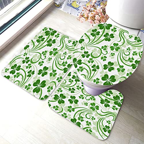 Ahdyr St. Patrick's Day Badezimmerteppiche Set 3-teiliges grünes Kleeblatt-Badematten-Set, Badvorleger + U-förmiger Toiletten-Badeteppich + Toilettendeckel-Abdeckungs-Badematte Ahdyr St. Patrick's Day Badezimmerteppiche Set 3-teiliges grünes Kleeblatt-Badematten-Set, Badvorleger + U-förmiger Toiletten-Badeteppich + Toilettendeckel-Abdeckungs-Badematte von Ahdyr