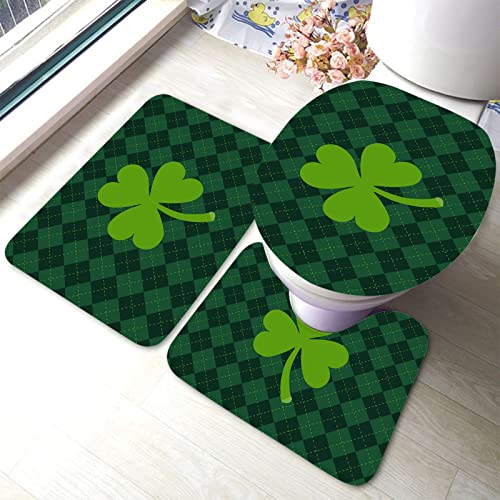 Ahdyr St.Patrick's Day Badezimmermatten-Sets 3-teiliges grünes Kleeblatt-Badezimmer-Antirutsch-Pad inklusive Badvorleger Konturmatte Toilettendeckelabdeckung Ahdyr St.Patrick's Day Badezimmermatten-Sets 3-teiliges grünes Kleeblatt-Badezimmer-Antirutsch-Pad inklusive Badvorleger Konturmatte Toilettendeckelabdeckung von Ahdyr