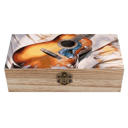 Aquarell Akustikgitarre Holzkiste Souvenir mit Deckel und Frontverschluss Büro Schreibtisch Organizer Behälter Andenken Aquarell Akustikgitarre Holzkiste Souvenir mit Deckel und Frontverschluss Büro Schreibtisch Organizer Behälter Andenken von Ahdyr
