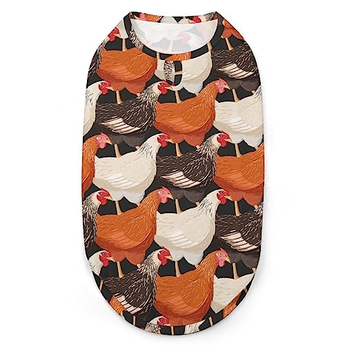 Bunte Hühner-Hunde-Shirts, Sommer-Haustier-T-Shirts, weiches, ärmelloses Tank-Top, Haustier-Kleidung für kleine Welpen und Katzen von Ahdyr