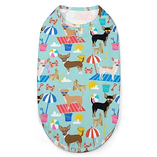 Chihuahua Sandcastles Hunde-Shirts, Sommer-Haustier-T-Shirts, weiches, ärmelloses Tank-Top, Haustier-Kleidung für kleine Welpen und Katzen von Ahdyr