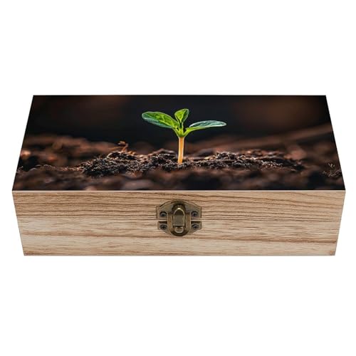 Ein Setzling Sprossen Holzkiste Souvenir mit Deckel und Frontverschluss Büro Schreibtisch Organizer Behälter Andenken von Ahdyr