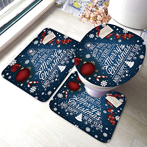 Frohe Weihnachten Badezimmermatten-Sets 3-teilig We Wish You A Very Merry Christmas Badezimmer-Antirutsch-Pad inklusive Badvorleger Konturmatte Toilettendeckelabdeckung Frohe Weihnachten Badezimmermatten-Sets 3-teilig We Wish You A Very Merry Christmas Badezimmer-Antirutsch-Pad inklusive Badvorleger Konturmatte Toilettendeckelabdeckung von Ahdyr