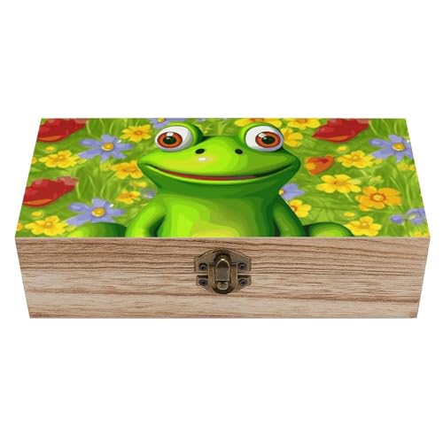 Frosch Holzkiste Souvenir mit Deckel und Frontverschluss Büro Schreibtisch Organizer Behälter Andenken von Ahdyr