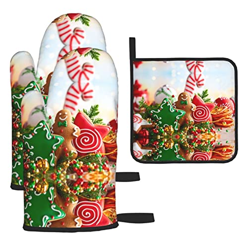 Gingerbread Man Candy Ofenhandschuhe und Topflappen, langlebige Grillhandschuhe mit Aufhängeöse, zum Backen, Kochen, Grillen in der Küche Gingerbread Man Candy Ofenhandschuhe und Topflappen, langlebige Grillhandschuhe mit Aufhängeöse, zum Backen, Kochen, Grillen in der Küche von Ahdyr