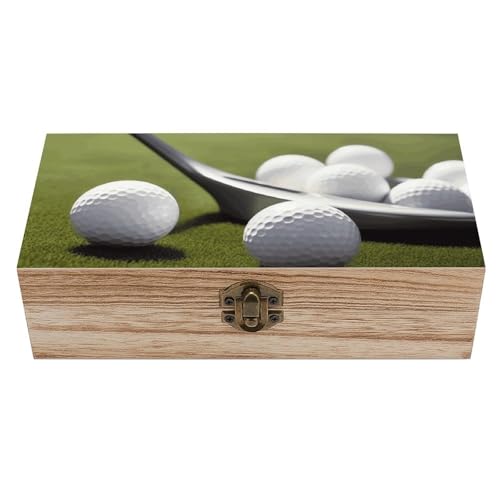 Golf Holzkiste Souvenir mit Deckel und Frontverschluss Büro Schreibtisch Organizer Behälter Andenken von Ahdyr