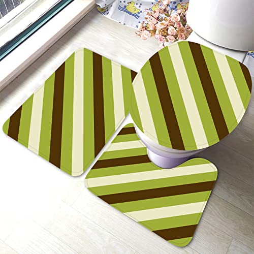 Grün Braun Streifen Badezimmerteppiche Set 3-teiliges Diagonalstreifen Weihnachtsstreak Badematten-Set, Badvorleger + U-förmiger Toiletten-Badezimmervorleger + Toilettendeckel-Abdeckungs-Badematte Grün Braun Streifen Badezimmerteppiche Set 3-teiliges Diagonalstreifen Weihnachtsstreak Badematten-Set, Badvorleger + U-förmiger Toiletten-Badezimmervorleger + Toilettendeckel-Abdeckungs-Badematte von Ahdyr