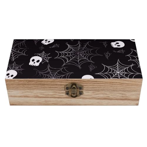 Halloween Goth Holzkiste Souvenir mit Deckel und Frontverschluss Büro Schreibtisch Organizer Behälter Andenken von Ahdyr