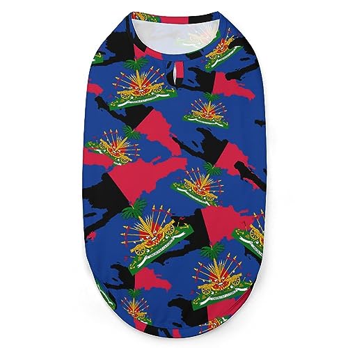 Hunde-Shirts mit Flagge und Karte von Haiti, Sommer-Haustier-T-Shirts, weiches, ärmelloses Tank-Top, Haustierkleidung für kleine Welpen und Katzen von Ahdyr