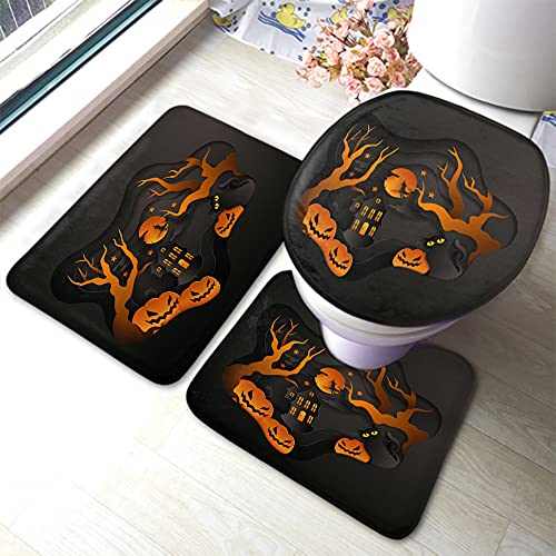 Kürbis Badematte 3-teiliges Set Halloween Hexe Schloss Baum Sterne Nachthimmel Geister Phantom Badezimmermatte Großer Teppich Toilettensitzdeckel Abdeckung rutschfeste Matte Anti-Rutsch-Pad Orange S Kürbis Badematte 3-teiliges Set Halloween Hexe Schloss Baum Sterne Nachthimmel Geister Phantom Badezimmermatte Großer Teppich Toilettensitzdeckel Abdeckung rutschfeste Matte Anti-Rutsch-Pad Orange S von Ahdyr