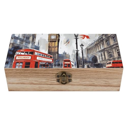 London Holzkiste Souvenir mit Deckel und Frontverschluss Büro Schreibtisch Organizer Behälter Andenken von Ahdyr