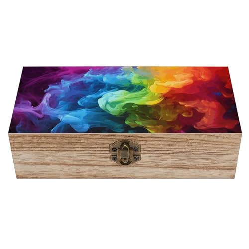 RainbowWooden Box Souvenir mit Deckel und Frontverschluss Büro Schreibtisch Organizer Bins Andenken von Ahdyr