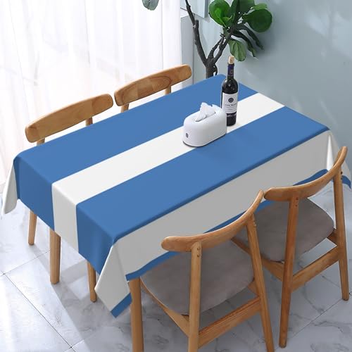 Rechteckige Tischdecke, blau-weiß gestreifte Tischdecke, waschbare Tischdecken, dekorative längliche Tischdecke für Küche und Urlaub, 137,2 x 182,9 cm von Ahdyr