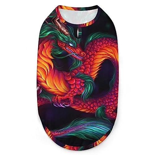 Red Dragon Hunde-Shirts, Sommer-Haustier-T-Shirts, weiches, ärmelloses Tank-Top, Haustier-Kleidung für kleine Welpen und Katzen von Ahdyr