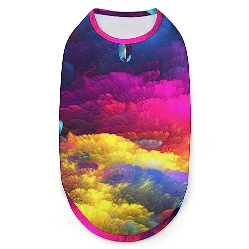 Regenbogenfarbene Hunde-Shirts, Sommer-Haustier-T-Shirts, weiche, ärmellose Tank-Top-Haustierkleidung für kleine Welpen und Katzen von Ahdyr