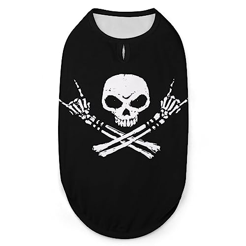 Rock 'N Roll Skull Hunde-Shirts, Sommer-Haustier-T-Shirts, weiches, ärmelloses Tank-Top, Haustier-Kleidung für kleine Welpen und Katzen von Ahdyr