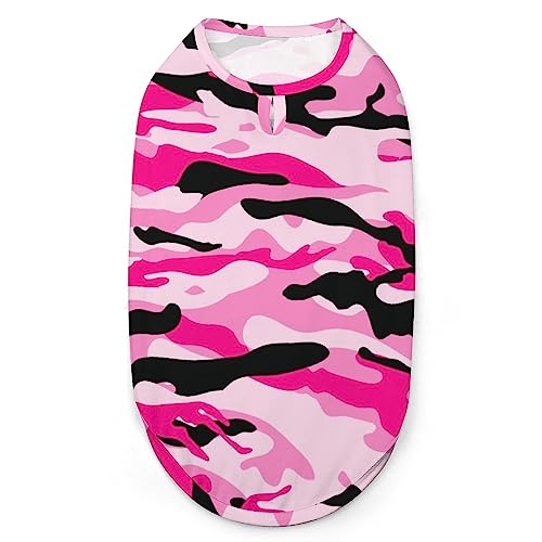 Rosa Camo-Hunde-Shirts, Sommer-Haustier-T-Shirts, weiche, ärmellose Tank-Top-Haustierkleidung für kleine Welpen und Katzen von Ahdyr