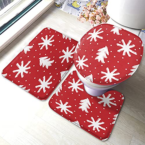 Schneeflocke Badematten Set Winter Weihnachten Neujahr Schnee Mistel Baum Polka Dot Badvorleger 3 Stück Teppich Toilettensitzdeckel Abdeckung rutschfeste Matte Anti-Rutsch-Pad Rot Weiß Schneeflocke Badematten Set Winter Weihnachten Neujahr Schnee Mistel Baum Polka Dot Badvorleger 3 Stück Teppich Toilettensitzdeckel Abdeckung rutschfeste Matte Anti-Rutsch-Pad Rot Weiß von Ahdyr
