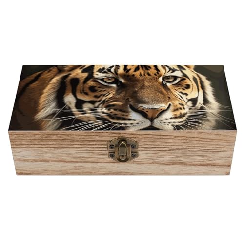 Tiger Holzkiste Souvenir mit Deckel und Frontverschluss Büro Schreibtisch Organizer Behälter Andenken von Ahdyr