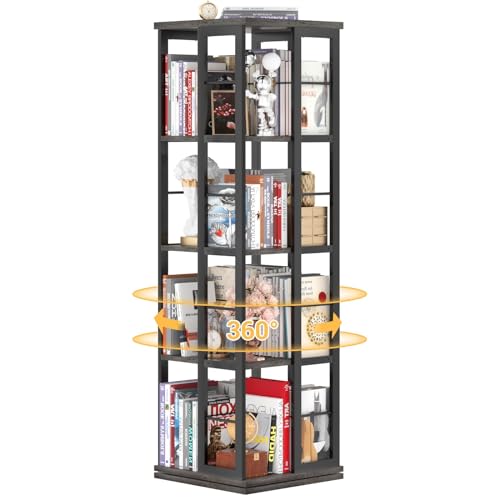 Aheaplus Drehbares Bücherregal, Eck-Bücherregal, 360-Grad-Display, Holz, drehendes Bücherregal, bodenstehendes Bücherregal, schmales Regal, drehbarer Organizer, Aufbewahrungsregal für kleinen Raum, von Aheaplus