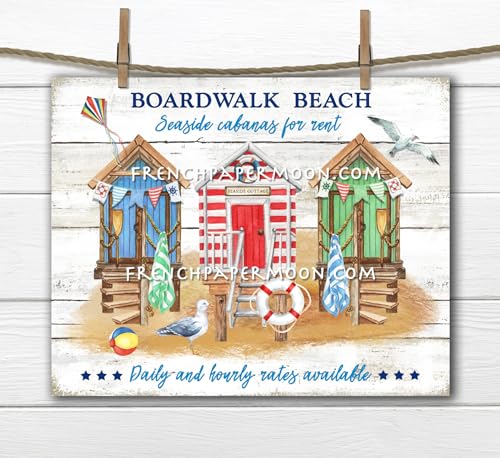 Blechschilder Strandhütte Küste Bauernhaus nautisch rustikal Strand Cabana Sommer Strand Schild abgestuftes Tablett Dekor Metallschild 20,3 x 15,2 cm von Ahee