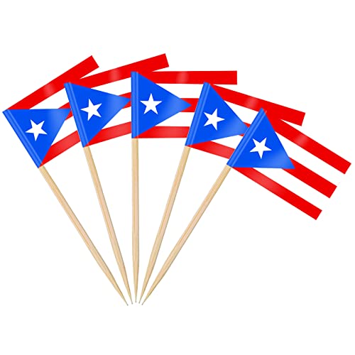 AhfuLife 100/200 Stück Puerto Rico Zahnstocher-Flaggen, Puerto Rican Cocktail Stick Flagge für Nationaltag Sandwich Lebensmittel Cupcake Topper Geschirr Party Supplies Royal Event Dekor (100 Stück) von AhfuLife