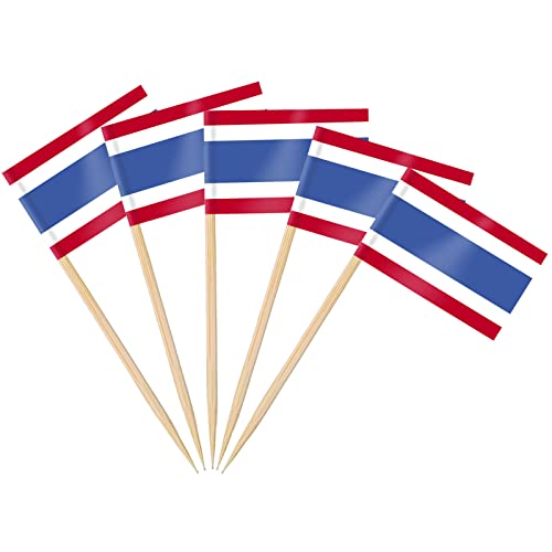 AhfuLife 100/200 Stück Thailand Zahnstocher Flaggen, Thai Cocktail Stick Flagge für Nationaltag Sandwich Lebensmittel Cupcake Topper Geschirr Party Zubehör Pub Royal Event Dekor (200 Stück) von AhfuLife