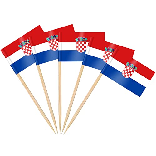 AhfuLife 100 Stück Kroatien Zahnstocher Flaggen, Kroatische Deko Fahne Klein Mini Zahnstocher für 2025 Fußball EM Eurovision WM Olympische Cupcake Topper Toothpick Cocktail Party Restaurant Pub Deko AhfuLife 100 Stück Kroatien Zahnstocher Flaggen, Kroatische Deko Fahne Klein Mini Zahnstocher für 2025 Fußball EM Eurovision WM Olympische Cupcake Topper Toothpick Cocktail Party Restaurant Pub Deko von AhfuLife