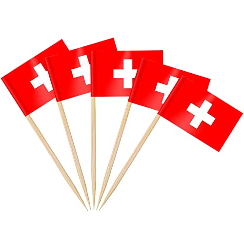 AhfuLife 200 Stück Schweiz Zahnstocher Flaggen, Schweiz Deko Fahne Klein Mini Zahnstocher Schweizer Fähnchen für EM Euro Eurovision WM Olympische Cupcake Topper Toothpick Cocktail Partydeko Pub Deko AhfuLife 200 Stück Schweiz Zahnstocher Flaggen, Schweiz Deko Fahne Klein Mini Zahnstocher Schweizer Fähnchen für EM Euro Eurovision WM Olympische Cupcake Topper Toothpick Cocktail Partydeko Pub Deko von AhfuLife