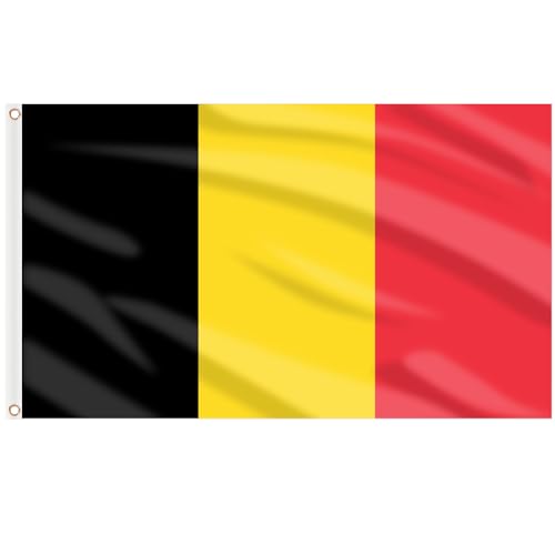 AhfuLife Belgien Flagge 90 x 150 cm, 1 Stück Belgische Nationalflagge mit Messing-Ösen, Belgien Fahne für Fußball EM WM Euro Olympische Eurovision Nationaltag 2025 Bar Partydeko AhfuLife Belgien Flagge 90 x 150 cm, 1 Stück Belgische Nationalflagge mit Messing-Ösen, Belgien Fahne für Fußball EM WM Euro Olympische Eurovision Nationaltag 2025 Bar Partydeko von AhfuLife