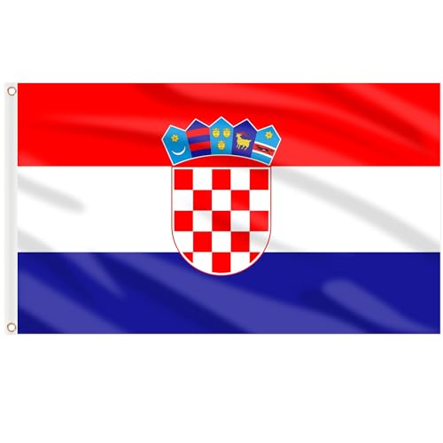 AhfuLife Kroatische Flagge 90 x 150 cm für EM Deko 2024, 1 Stück Kroatien Nationalflagge mit Messing-Ösen, Kroatien Fahne für Fußball EM WM Euro Olympische Nationaltag 2024 Bar Partydeko von AhfuLife