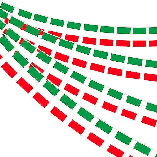 AhfuLife Italien Fahnenkette Flaggenkette Wimpelkette, 1 Stück 30 Flaggen Beidseitig Rechteck Stoff Italienische Wimpel Girlande für Damen Fußball EM WM Eurovision 2025 Party Bar Deko von AhfuLife