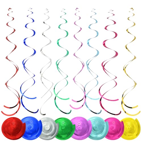 AhfuLife 8 Stück Karneval Hängende Spiralen Girlande, Fasching Folien Wirbel Deko Spiral Girlanden Deckenhänger Spiral Luftschlangen für Fasnacht Geburtstag Party Dekoration Karneval Partydeko von AhfuLife
