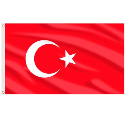 AhfuLife Türkei Flagge 90 x 150 cm, 1 Stück Türkische Fahne mit Messing-Ösen, Türkische Nationalflagge für Euro Fußball EM WM Eurovision Olympische Nationaltag 2025 Bar Partydeko AhfuLife Türkei Flagge 90 x 150 cm, 1 Stück Türkische Fahne mit Messing-Ösen, Türkische Nationalflagge für Euro Fußball EM WM Eurovision Olympische Nationaltag 2025 Bar Partydeko von AhfuLife