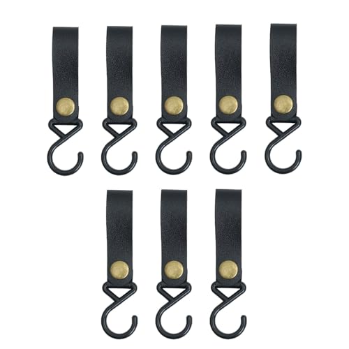 AhhiAboo 8 Stück Leder S-Haken - Camping Haken Aufhänger Kinderwagen mit Lederschlaufe - S-förmige Lederhaken für Mantel Handtuch, Küche, Schlafzimmer und Büro Schwarz AhhiAboo 8 Stück Leder S-Haken - Camping Haken Aufhänger Kinderwagen mit Lederschlaufe - S-förmige Lederhaken für Mantel Handtuch, Küche, Schlafzimmer und Büro Schwarz von AhhiAboo