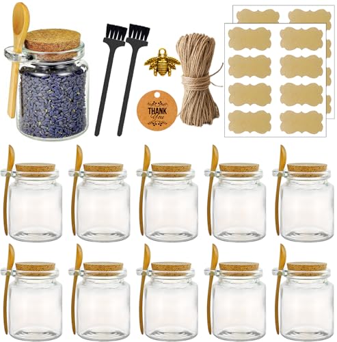 Ahhute Glas Lagerung Honiggläser mit Korkdeckel, Bambuslöffel, Pinsel und Etiketten. Glasdosen Gläser für Bad Meersalz, Gewürze, Tees, Honig, 12-Packung, 250ml/8oz Ahhute Glas Lagerung Honiggläser mit Korkdeckel, Bambuslöffel, Pinsel und Etiketten. Glasdosen Gläser für Bad Meersalz, Gewürze, Tees, Honig, 12-Packung, 250ml/8oz von Ahhute