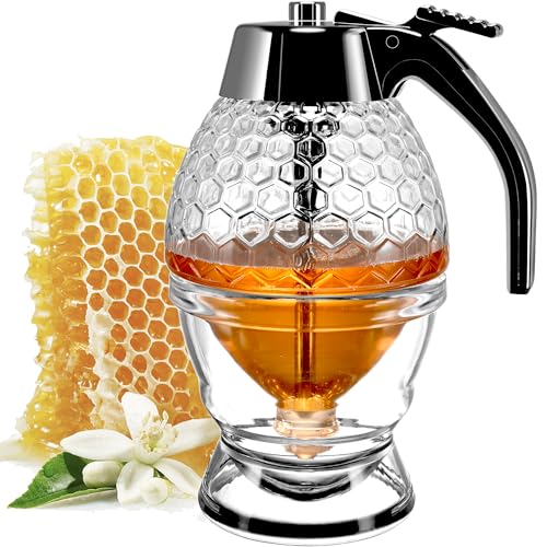 Ahhute Premium Kunststoff Honigspender mit Ständer - Kein Tropfen Design - 8 Oz Honigglas mit Dipper - Perfekt für Ahornsirup - Eleganter Honigtopf Ahhute Premium Kunststoff Honigspender mit Ständer - Kein Tropfen Design - 8 Oz Honigglas mit Dipper - Perfekt für Ahornsirup - Eleganter Honigtopf von Ahhute