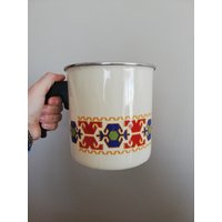 Schwerer Krug Aus Emaille Im Ethno-stil von Ahnavintage