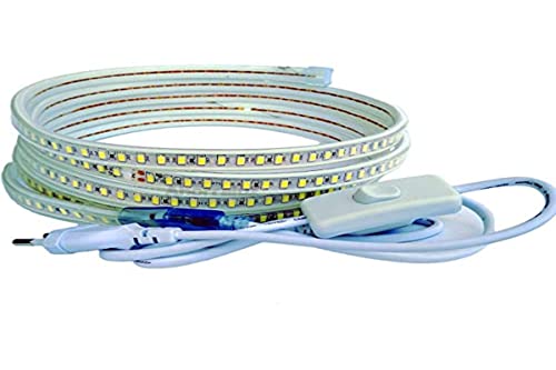 Ahorraluz LED-Streifen, 220 V, 5730, 120 LED/m, mit Schalter, wasserdicht, kaltweiß oder warmweiß, IP67 Streifen 5630 (1 m, warmweiß) von Ahorraluz