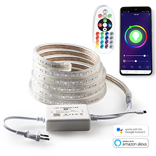 Led Strip 220v RGB mit Alexa und Google Home. WIFI (App) und Fernbedienung 16 Farben WATERPROOF IP67 Waterproof Strip (14 Meter) von Ahorraluz