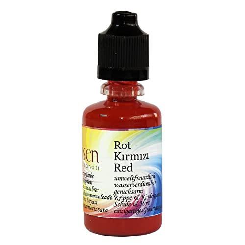 ROT-Ahsen Ebru Marmorierfarbe – 30 ml Magic Marble – Gebrauchsfertige Marmorierfarbe auf Wasserbasis – Für Papier, Holz, Textil & Keramik von Ahsen Ebru Sanati