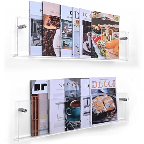 Ahtadums 2er-Pack Acryl Zeitschriftenständer wand Acryl prospekthalter Wandmontage zeitungshalter Schwebende Präsentationsregal Bücherregale Geeignet für die Dekoration jeder Wand (80cm) von Ahtadums