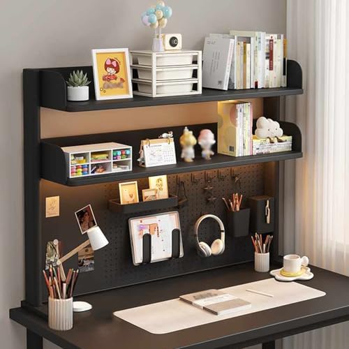 Ahtadums Klemmbare Schreibtisch Organizer zum Anstecken, 3 Ebenen Büro Computer Schreibtisch Zubehör Organizer, Clamp Regal Pegboard, Klemmregal mit 30 Zubehörteilen (Black, 100cm) von Ahtadums