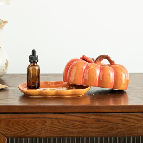 1 Pieces Kürbis Snack Behälter | Butterdose Mit Deckel | Küchenarbeitsplatte | Dekorative Butterdose | Halloween Danktgive Herbst Herbsttisch Kürbisdekorationen | 18,3x10 Cm von Ahuuen