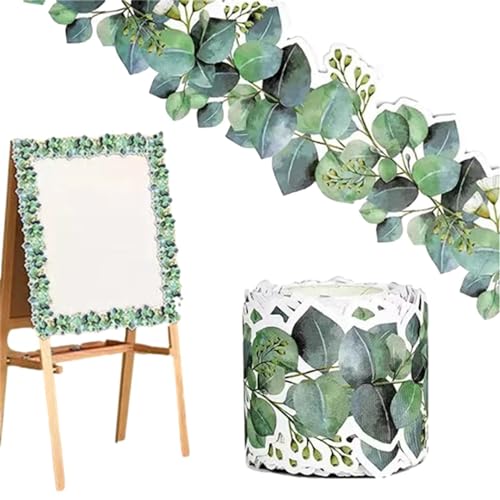 Ahuuen Bordüre Eukalyptus | Grün Blätter Bordüre | Eukalyptus-Bordüre | Gestanzter Eukalyptus-Rand | Aufkleber Für Pinnwand-Rand | Eukalyptus-Randbesatz Mit Gestanztem Rand | Wandsticker Dekoration von Ahuuen