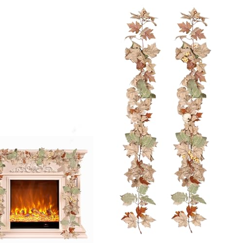 Ahuuen Herbstgirlande für Mantel - Weiße Kürbis-Beeren-Girlande,Künstliche Laubgirlande, Bauernhaus-Herbst-Kaminsims-Dekoration, Party-Dekoration für Fenster, Kamin, Haustür Ahuuen Herbstgirlande für Mantel - Weiße Kürbis-Beeren-Girlande,Künstliche Laubgirlande, Bauernhaus-Herbst-Kaminsims-Dekoration, Party-Dekoration für Fenster, Kamin, Haustür von Ahuuen