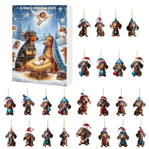 Ahuuen Hund Kalender Zum Abzählen - Hund 2025 24 Tage Weihnachtsschmuck Kalender,Niedliche Deko Für Dezember Fest Wohnzimmer Kinder Feier Eingangsbereich Schlafzimmer Teenager von Ahuuen